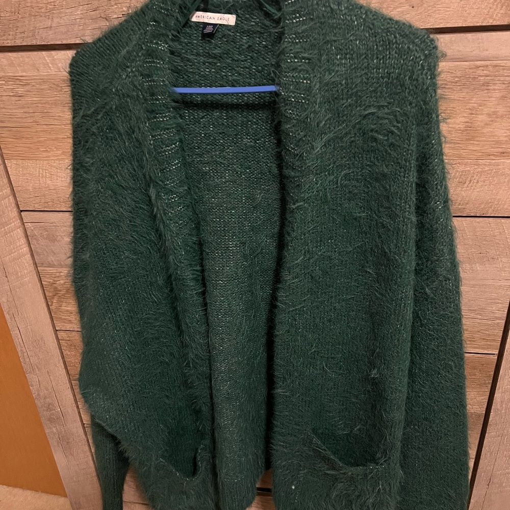American Eagle Outfitters Forest Green Fuzzy Cardigan